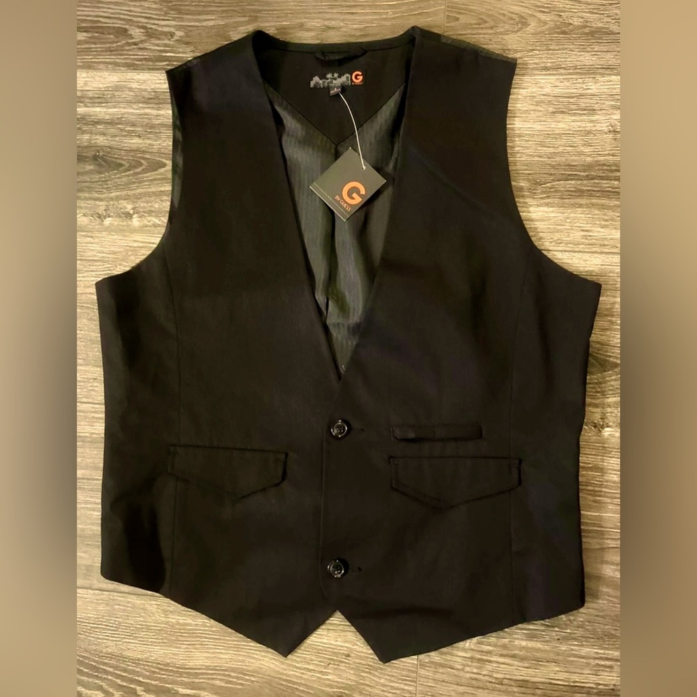 G by Guess Suit Vest Jet Black Size Large Mens NWT